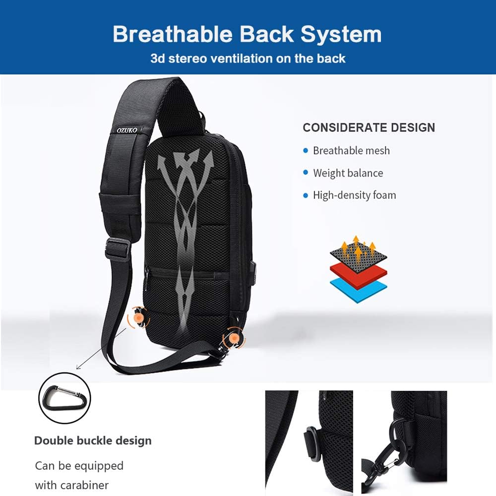  | OZUKO Sling Backpack USB Anti-Theft Men'S Chest Bag Casual Shoulder Bag | Casual Daypacks