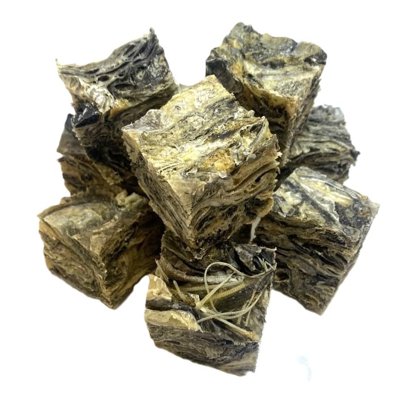 *Premium* Large Cod Fish Cubes 1kg PREMIUM 100% Natural Dried Fish Skin Dog Treats Chews U.K. Sourced Air-Dried LOS
