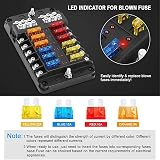 Tawveml 12-Way ATC/ATO Fuse Block with Negative Bus LED Indicator 12-24V view 2