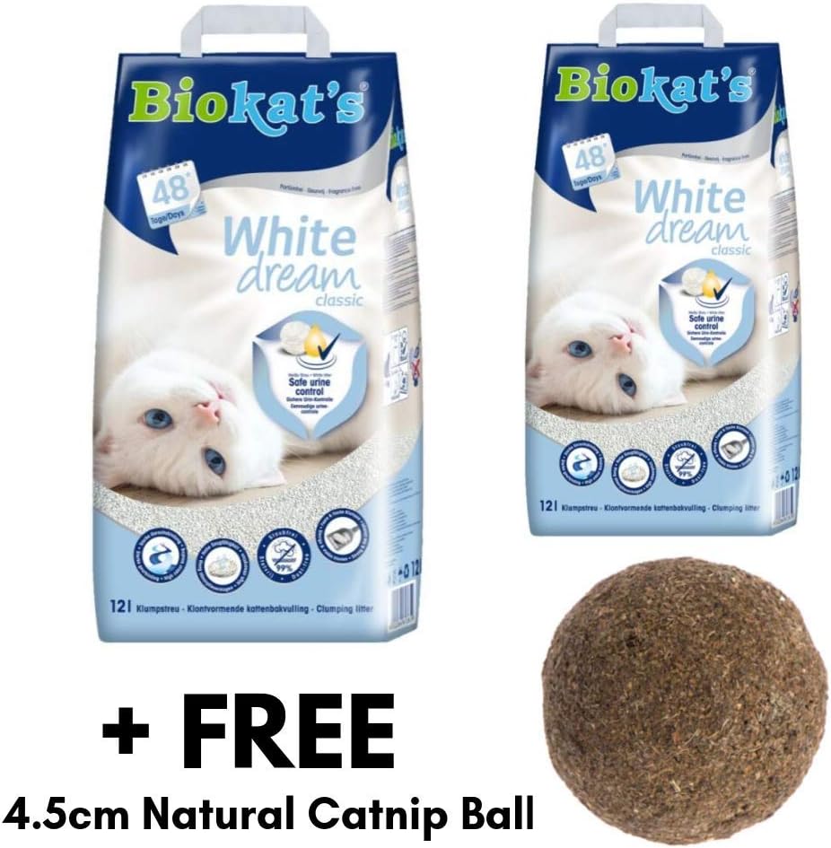 Biokat White Dream Cat Litter 24L Unscented Antibacterial Disposable