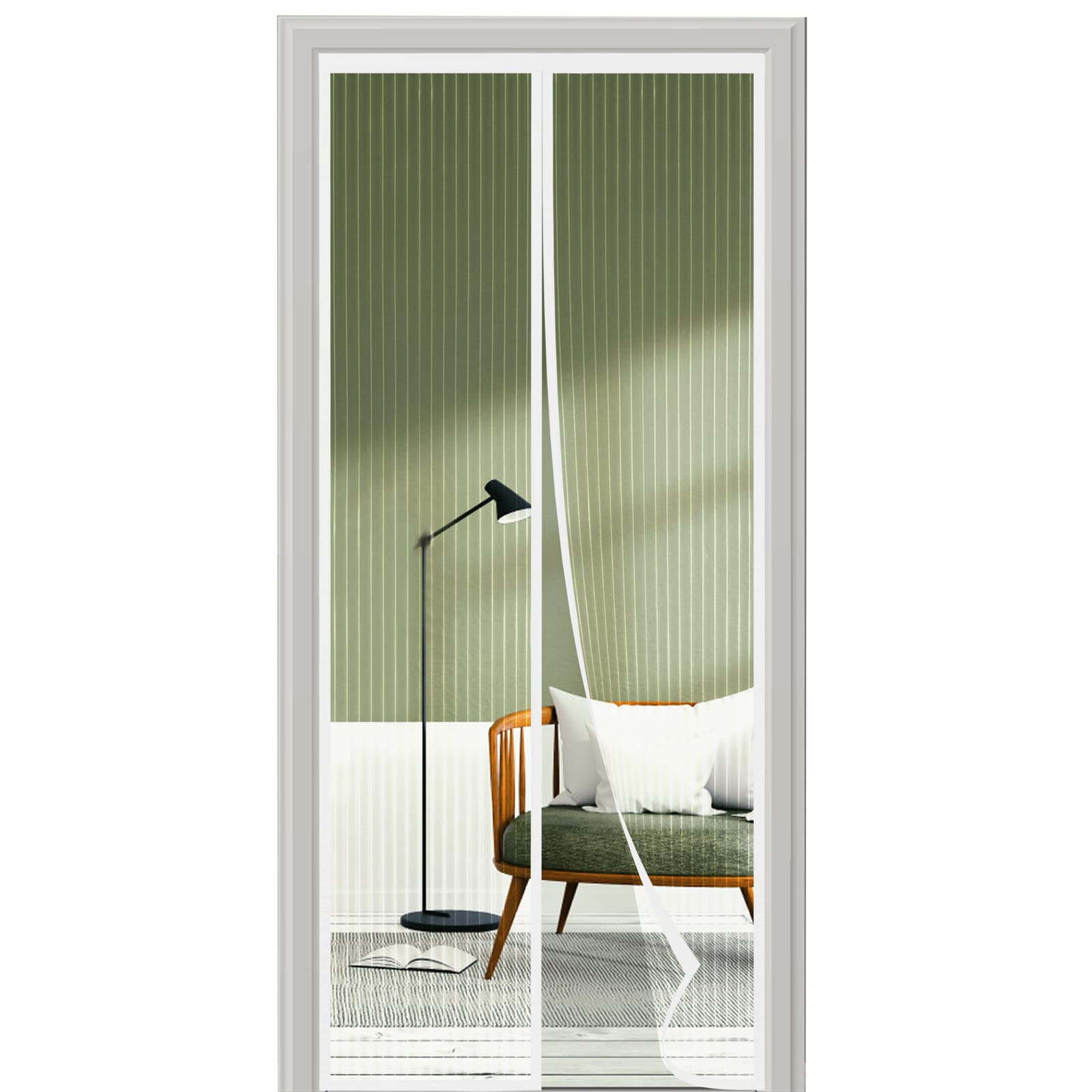 SHA2WEN Magnetic Mosquito Net Door Window 80 x 210 cm White Enjoy the Beautiful Summer with Your Family