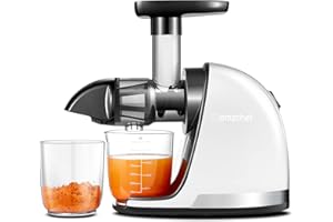 Cold PressJuicer,AMZCHEF Slow Masticating Juicer Machines with Reverse Function, High Juice Yield, Easy Clean with Brush,Recipes for High Nutrient Fruits and Vegetables, White(Updated)
