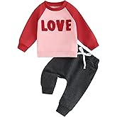 LAGKIYOJ Toddler Boy Valentines Day Outfit Heart Printed Pullover Pants Lover Boy Baby Outfit 0 6 12 18 24 Months 2t 3t