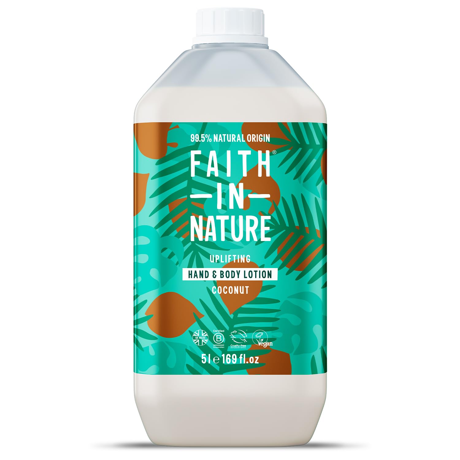 Faith In Nature Natural Coconut Hand & Body Lotion, Hydrating, Vegan & Cruelty Free, No SLS or Parabens, 5L Refill Pack