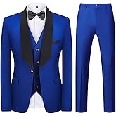 Rogers & Morris Men's Tuxedo Suit Regular Fit 3 Piece Suit Blazer Jacket Waistcoat Pants Set for Wedding Prom