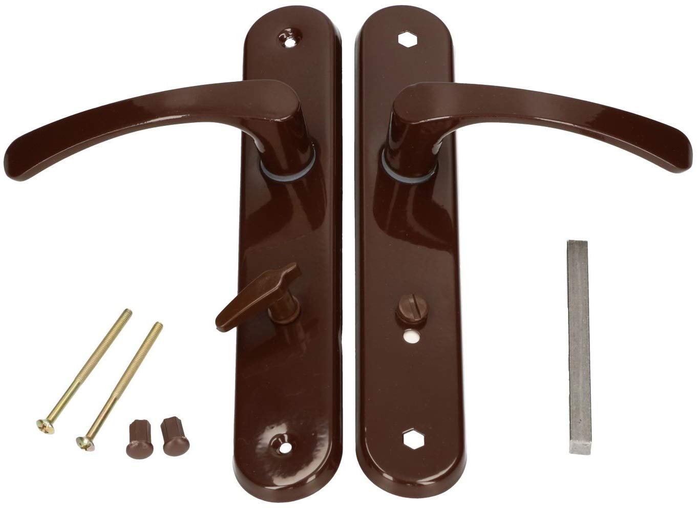 KOTARBAU® 05907465904186 Door Handle 72 mm Left Right WC Brown Door Fitting Door Handle Set Toilet Door Room Door Long Plate Aluminium — image 1