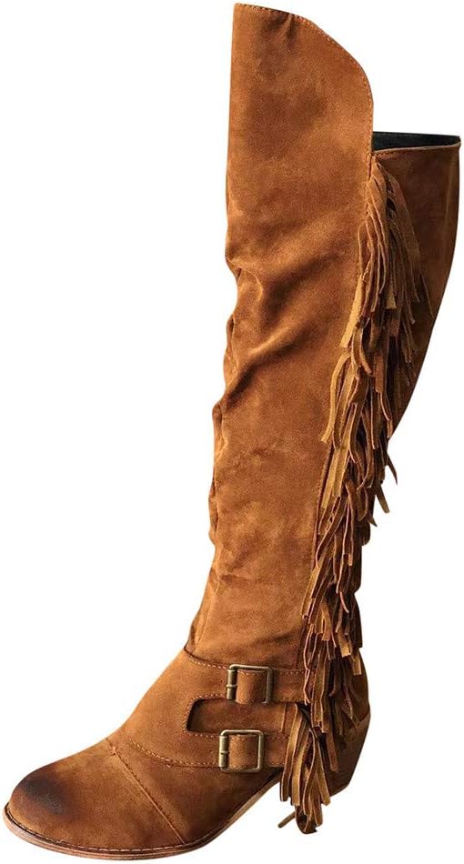 over the knee cowboy boots with fringe
