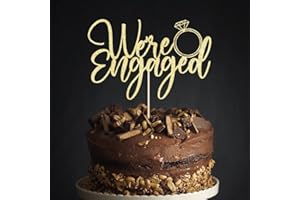 AROKIPPRY We're Engaged Cake Topper for Engagement Party Decorations, Engaged Ring Sign,Bridal Shower - Wedding Engagement Theme Party Decorations Gold flash (gold)