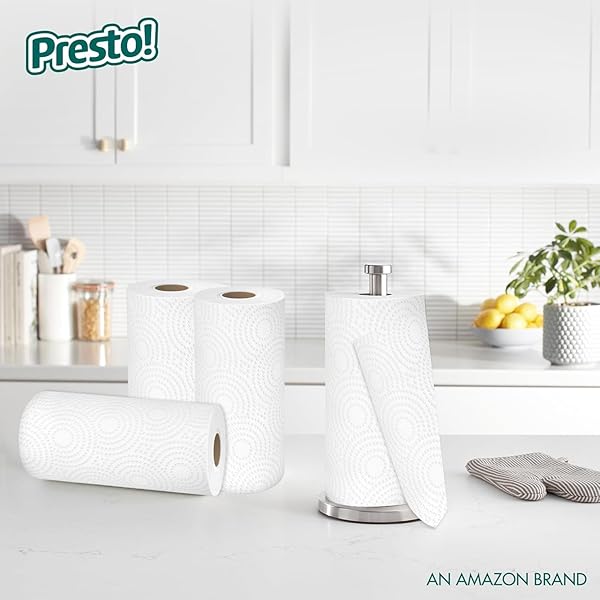 AMAZON BRAND – PRESTO! KITCHEN PAPER TOWELS – FLEX-A-SIZE, 128 SHEET FAMILY ROLL, 2 ROLLS