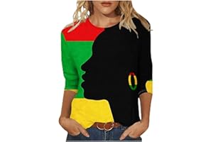 Generic Juneteenth Shirts Women 3/4 Sleeve African American Celebrating Freedom Tops Black History T Shirt 1865 Independence