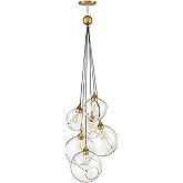 Hinkley Skye Six Light Pendant, Heritage Brass w/Clear Glass