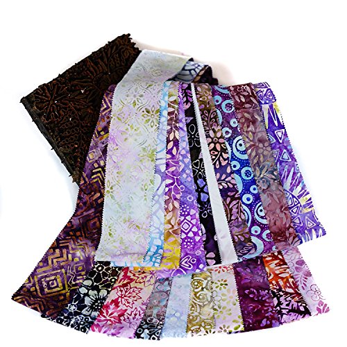 Java Batiks 2.5 Inch Jelly Roll, 20 Pack Assorted, (2.5 Inches by 44 Inches) Batik Strips CC131