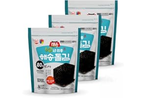 GGANBU) HAESONG DOL-GIM - Seasoned Seaweed Snack Sheets, Keto, Vegan, Gluten Free (3 packs)