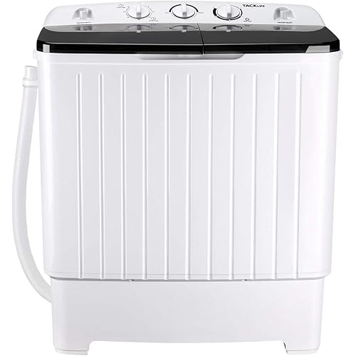 Portable Washing Machine, TACKLIFE 17.6 lbs Mini Compact Twin Tub Washing Machine, Wash (11lbs) and Spin Combo(6.6 lbs), Timer Control with Soaking Function, For Apartment, Dorm, RV, Camping - DSBP171