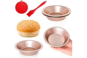 Quyimy 4 Packs 5 Inch Mini Pie Pans, Gold Carbon Steel Nonstick Pie Tins, Reusable Round Tart Pan for Baking Desserts, Cakes,