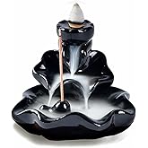 Waterfall Incense Burner, Lotus Backflow Incense Holder Ceramic Censer Cones Sticks Porcelain Holder with 10 Free Mixed Aromatherapy Cones