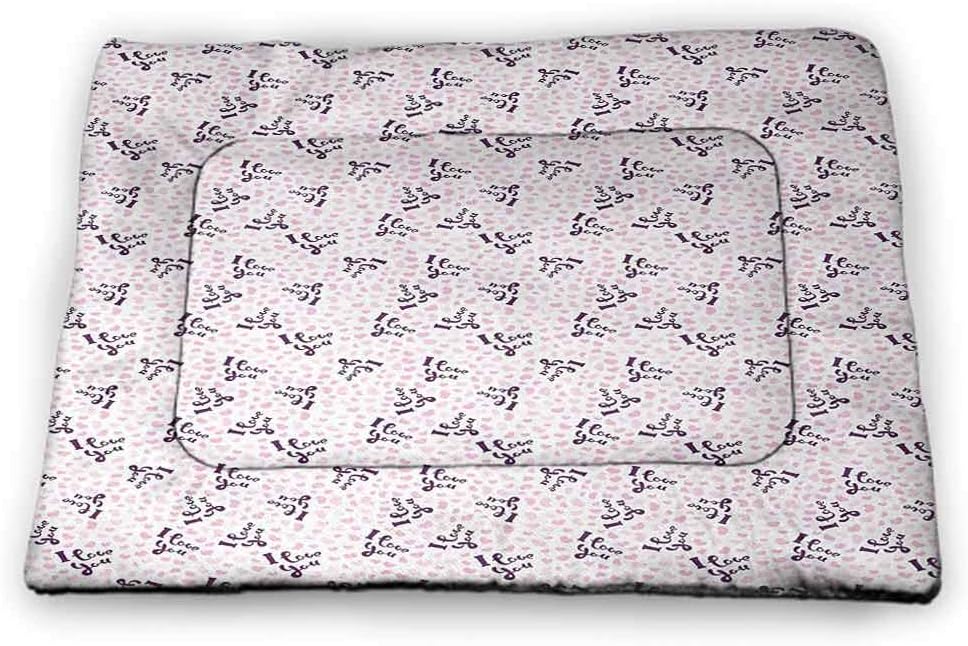 Nomorer Small Cat Food Mat I Love You Housebreaking Absorption Pads Childish Typography Quotes Among Cute Pink Heart Figures Love Theme 21