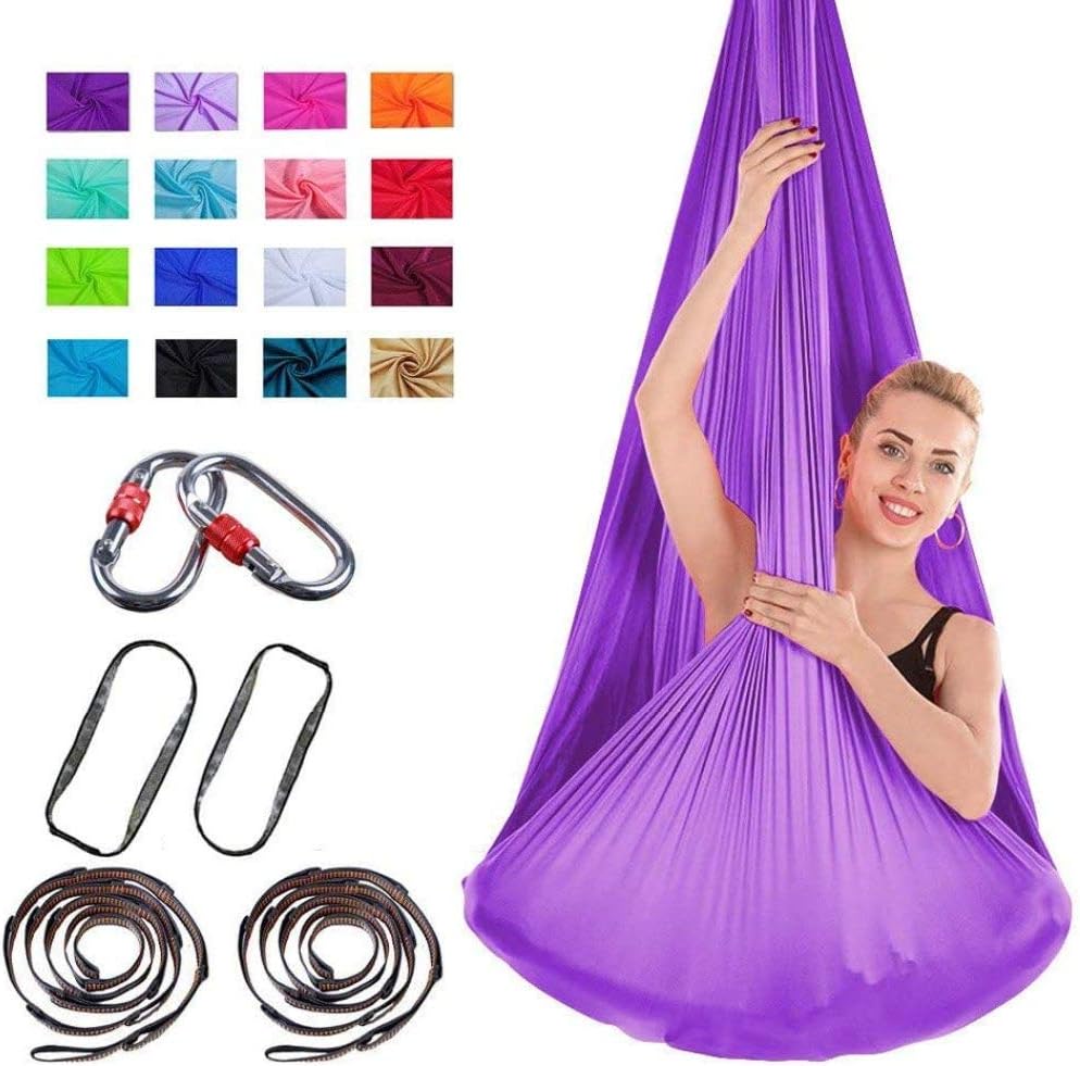 MBY Antigravity Yoga Amaca,Aerial Yoga Amaca, Amaca di Yoga taffettà di Nylon Anti-gravità Swing Sling Inversione, Antigravità Yoga Altalena Amaca per Pilates Ginnastica con carico di 400 kg