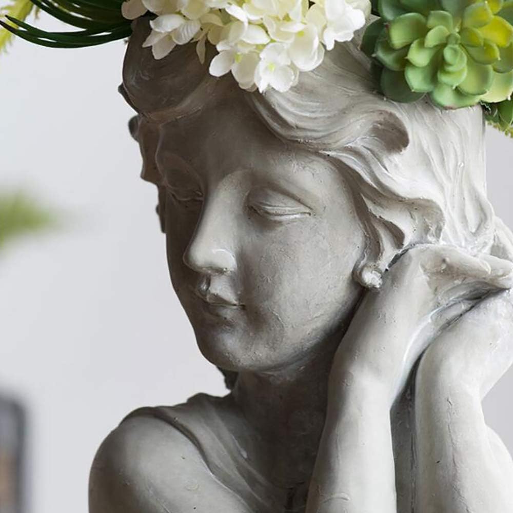 Amazon Com Art Portrait Flower Pot Vase Deco Sculpture Beautiful Girl Head Woman Statue Garden Outdoor