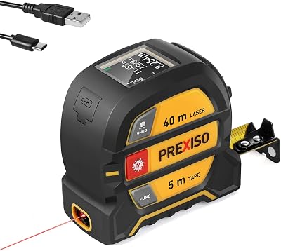 Prexiso PLT40LI 40 m Laser Rangefinder 5 m Tape 2-in-1 Backlit LCD