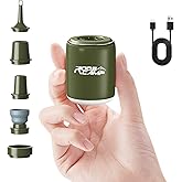 Electric Portable Air Pump for Inflatables and Travel with Camping Light – Tiny 4.5KPa Wireless Mini Inflator, 1600mAh Rechargeable Battery for Air Mattress, Sleeping Pad, Vacuum Bags, Swim Ring