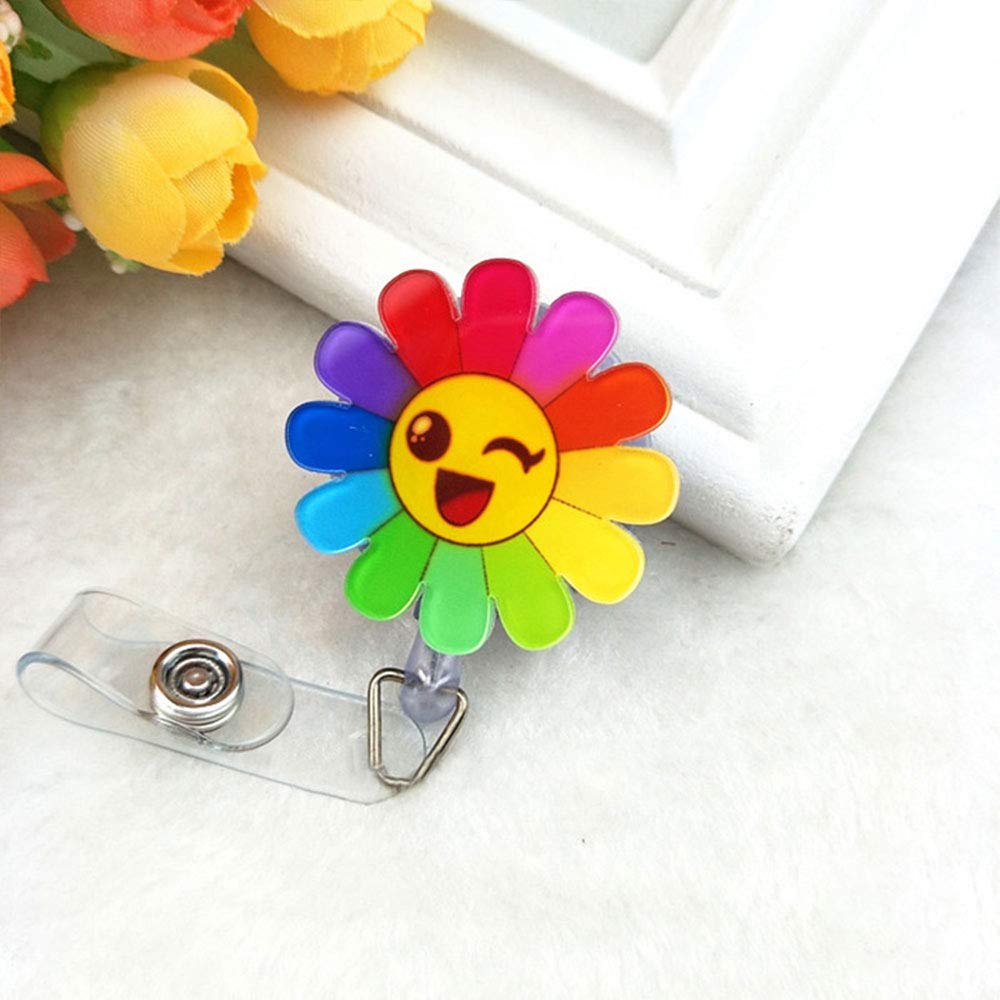 Retractable Badge Holder with Belt Clip, Fashion Key Ring for Girls Nurses Teacher Students (2 Pack) F-Type