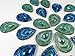 20 Pcs Peacock Blue & Green, Iridescent Flat Back Teardrop Beads Cabochons