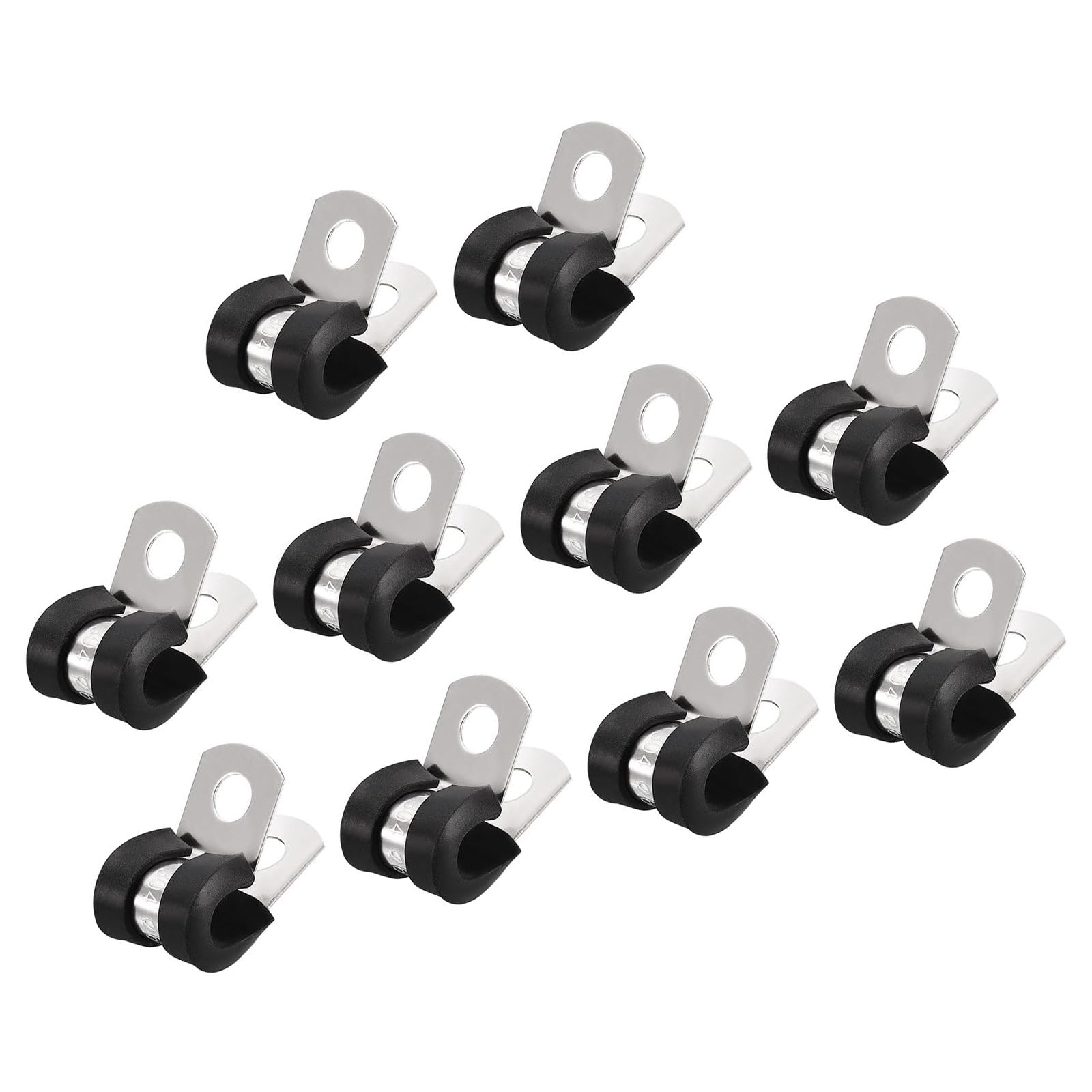 MACHSWON 20Pcs 1/4 Inch(6mm) Cable Clamp, Rubber Cushioned Insulated Clamp 304 Stainless Steel R Shape Bracket Metal Pipe Clamp Tube Holder for Wire Hose Tube