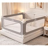 3 Piece Bed Rails for Toddlers Queen Size, Adjustable Baby Bed Rail Guard | 3-Piece Queen Bed Rails (78.7" x 78.7" x 59"), Thickened Steel Tubes, 30 Levels, Double Locks, Fits Mattresses Up to 12"