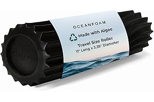 Oceanfoam Ripple Roller - Muscle Massage Foam Roller for Back Pain & Stretching - Travel Size (11" x 3.35") Firm & Ergonomic Wave Textured - Yoga, Athletics, & Wellness (Black)