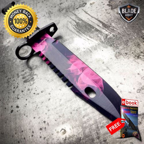 13'' CS GO Tactical Fixed Blade Hunting Knife Bayonet Bowie BLACK PEARL DOPPLER For Hunting Tactical Camping Cosplay + eBOOK by MOON KNIVES