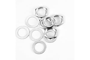 PSYQTSUARY 10 Pcs Guitar Input Output Jack Socket Nut and Washer, US Thread 3/8" Guitar Pots Nuts Potentiometer Hex Nut and Washers, Guitars Metric Jack Nuts for Guitars Bass, Silver