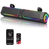 KEMIMOTO Midnight 70 Lite Gen2 28-inch 8 Speaker UTV Sound Bar Polymer | Lighter Build 50Hz Deep Bass IP66 SxS Soundbar with Sync RGB Compatible with Polaris RZR Can-Am Golf Cart Marine Sound Bar