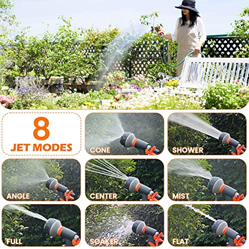 Garden Irrigation Gun, Multifunction Gun with Controllable Water Flow, Water Spray with 8 Adjustable Modes for Car Wash, Shower, Cleaning Sidewalk and Pet Bathing