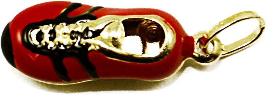 14k Yellow Gold Enamel Red Sneaker Pendant/Charm