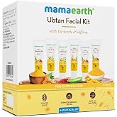 Mamaearth Ubtan Facial Kit with Turmeric &amp; Saffron, 60g | Includes cleanser, scrub, gel, massage cream, and face pack.