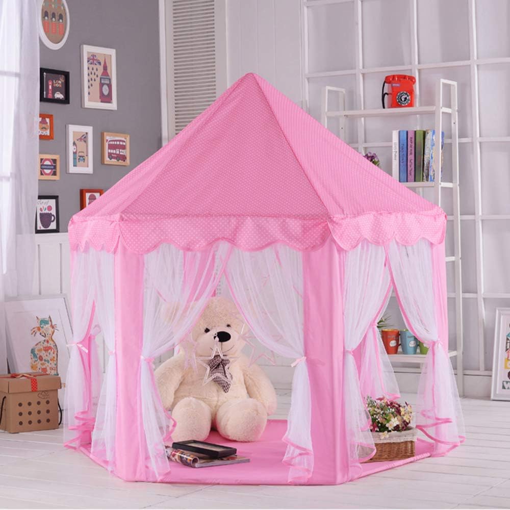 Amazon.com: Tienda de campaña Senodeer Princesa para niñas Play Castle Fairy Tents para niños Gran Hexágono Play House con Little Star Lights Juguetes para niños o niños pequeños juegos de interior o