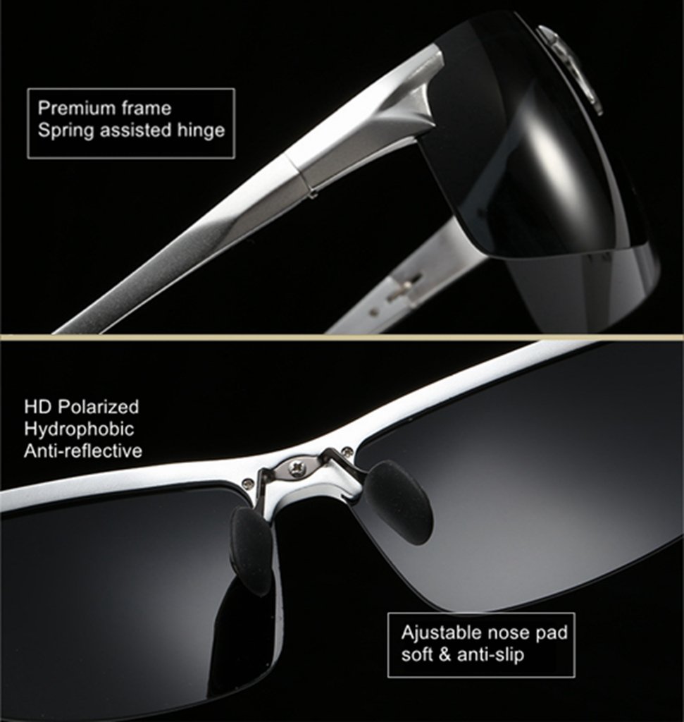 LUOMON LM8177 Black Frame/Grey Lens Polarized Wrap-Around Sport Sunglasses