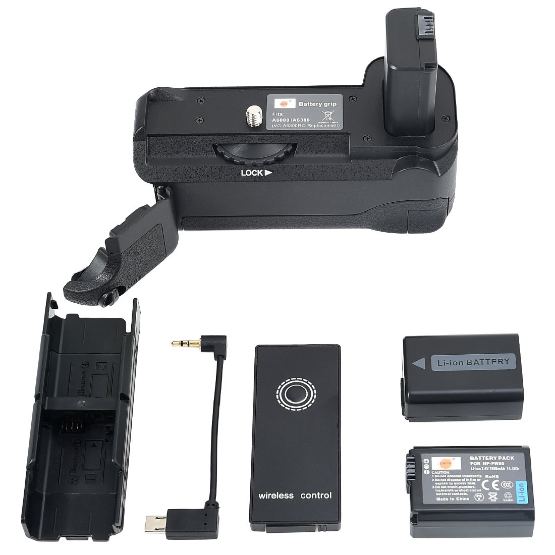 DSTE Infrared Remote Control Vertical Battery Grip VG-6300 Compatible with Sony A6400 A6300 A6000 Digital Camera with 2pcs NP-FW50 Battery