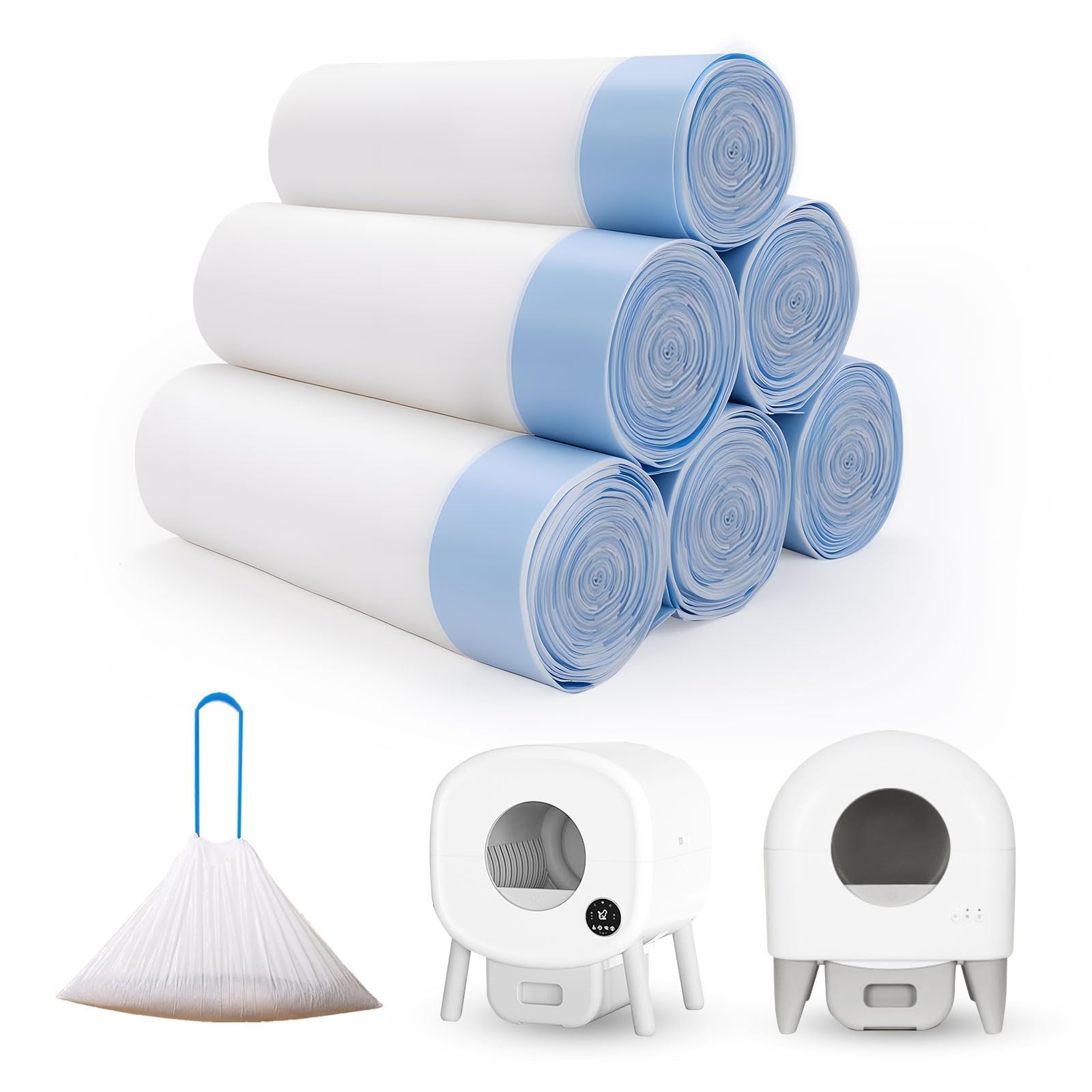 Photo 1 of 120 Count Cat Litter Box Liners for Fumoi and Fsitego Self Cleaning Litter Box, Extra Thick Heavy Duty Cat Litter Bags Replacement, 3-4 Gallons of Capacity