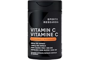 Sports Research Vitamin C 1000mg - Non-GMO Project Verified Ascorbic Acid Vitamin C Supplement for Immune Support & Antioxida