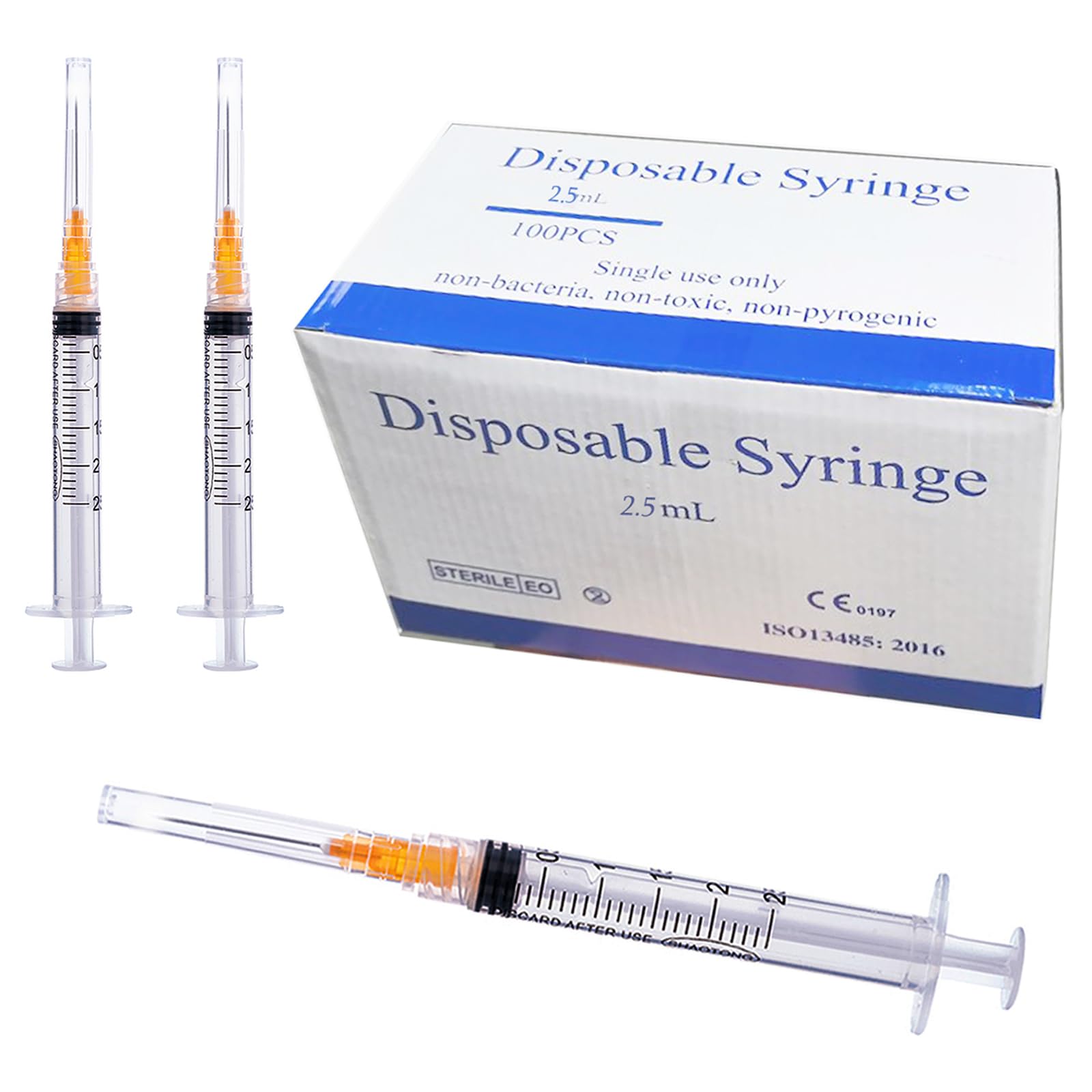 Photo 1 of Gesanghua 100 Pack 2.5ml with 25 Gauge 1 Inch Luer Lock syring, Individually Wrapped