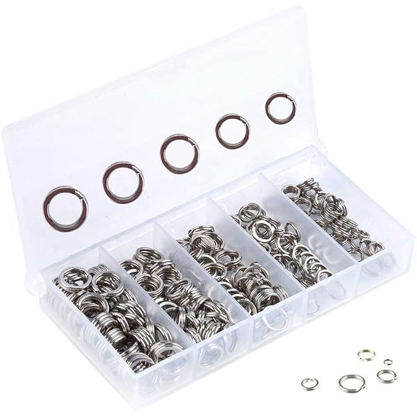 Anillas Para Cañas De Pescar 200 Anillos Divididos Pesca - Acero Inoxidable - 5 Tamaños (5mm A 8.8mm) - Para Señuelos Y Aparejos Señuelos De Pesca