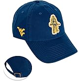 Desert Cactus West Virginia University Baseball Hat WVU Mountaineers Brimmed Embroidered Hats Cap Adjustable Cloth Strap Adult (Style E1) Blue