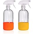 SAVVY PLANET - Glass Spray Bottles for Cleaning, Silicone Sleeve Bottom for Protection, Reusable Glass Spray Bottles 16 Oz Wi