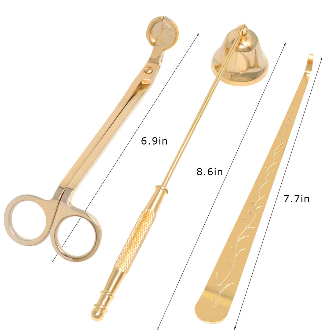Yolyoo Candle Wick Trimmer/Dipper Candle Snuffer Candle Accessory Set 3 in 1 Candle Tool kit (Gold)