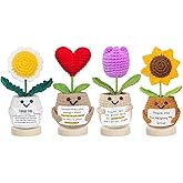 Back To School Teacher Gifts,Emotional Support Crochet Sunflower Flowers Plants, Thank You for Helping Me Grow, Thank You Gifts for Women Mom, Positive Crochet Flower Heart for Friend Coworker