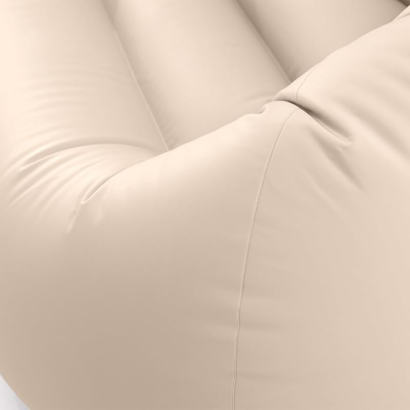 Poltrona insuflável sem feijão, bege, 137x127x74 cm, PVC resistente, máximo 100 kg, lugar único, bufo redondo, mobiliário insuflável, fácil de inflar, armazenamento simples (66505)