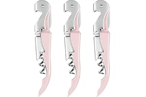 Wine Opener Pack of 3 Pink, HYZ Waiter Corkscrew with Foil Cutter and Bottle Opener, Heavy Duty Wine Key Double Hinged, Wine 