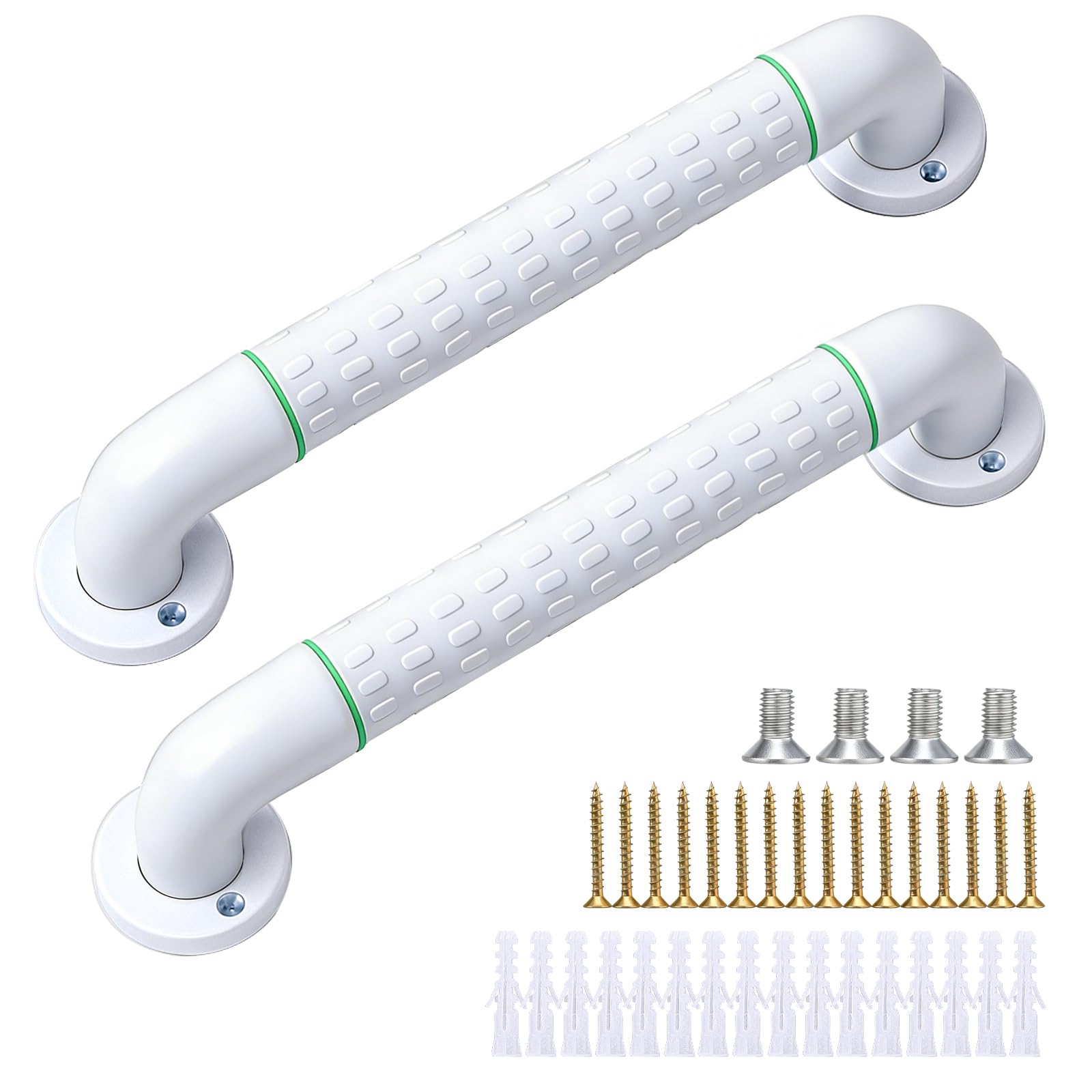 Photo 1 of Dntorx 16 Inch Grab Bars for Shower and Bathtubs, 2 Pack Luminous Anti Slip Shower Grab Bars for Seniors Handle Elderly Bed, Toilet, Wall(White)
